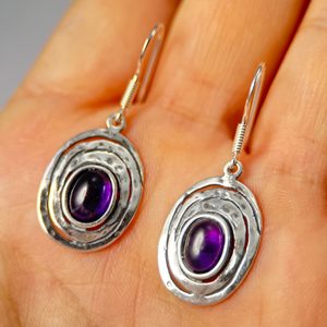 STUDÁNKY, STŘÍBRNÉ NÁUŠNICE S AMETYSTEM, AG 925 - NÁUŠNICE - STŘÍBRNÉ ŠPERKY