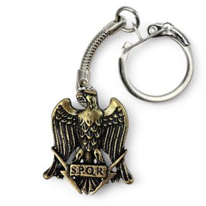 AQUILA, ŘÍMSKÁ ORLICE S.P.Q.R. KLÍČENKA, ZINEK STAROMOSAZ - KLÍČENKY Z KOVU - ŠPERKY