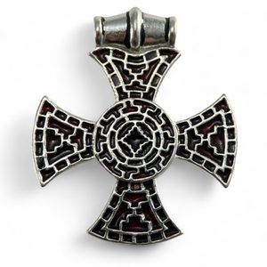 ANGLO-SASKÝ KŘÍŽ, IXWORTH, ANGLIE - POSTŘÍBŘENÝ PŘÍVĚSEK - PŘÍVĚSKY - ŠPERKY