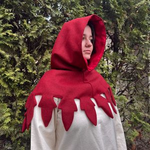 KÁPĚ STŘEDOVĚKÁ, ČERVENÁ, XV. STOLETÍ - POKRÝVKY HLAVY - MÓDA