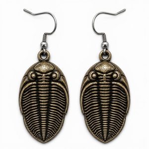 NÁUŠNICE TRILOBIT ODONTOCHILE, ZINEK, STAROMOSAZ - NÁUŠNICE - ŠPERKY