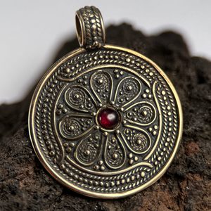 VESNA, SLOVANSKÝ ŠPERK, BRONZ GRANÁT - PŘÍVĚSKY - ŠPERKY