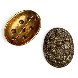 VIKINSKÁ ŽELVÍ BROŽ, HEDEBY, BRONZ - PÁR - BROŽE A KNOFLÍKY - ŠPERKY