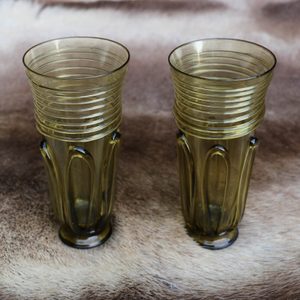 BIRKA, SADA 2 VIKINSKÝCH POHÁRŮ, LESNÍ SKLO - HISTORICKÉ SKLO - STOLOVÁNÍ