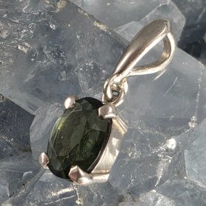 GEMINI, STŘÍBRNÝ PŘÍVĚSEK S VLTAVÍNEM, AG 925 - ŠPERKY S VLTAVÍNY - STŘÍBRNÉ ŠPERKY