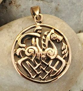 ODIN A SLEIPNIR, BRONZOVÝ AMULET - PŘÍVĚSKY - ŠPERKY