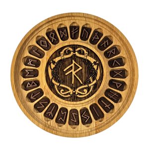 VALKNUT S ORNAMENTY, SADA RUN FUTHARK A DÁRKOVÁ KAZETA 21 CM - RUNY - ŠPERKY