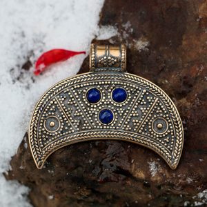 SLOVANSKÝ POHANSKÝ ŠPERK - LUNICE, BRONZ, LAPIS LAZULI - PŘÍVĚSKY - ŠPERKY