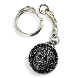 ZEUS, ŘECKÝ BŮH, KLÍČENKA ZINEK STAROSTŘÍBRO - KLÍČENKY Z KOVU - ŠPERKY