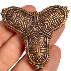 TROJLÍSTKOVÁ BROŽ, VIKINGSKÁ, BRONZ - BROŽE A KNOFLÍKY - ŠPERKY