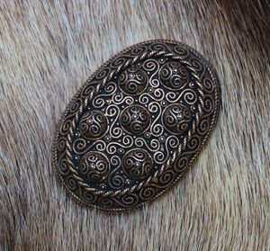 VIKINSKÁ ŽELVÍ BROŽ, HEDEBY, BRONZ - PÁR - BROŽE A KNOFLÍKY - ŠPERKY