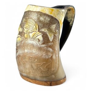 ODIN A SLEIPNIR, VIKINGSKÝ POHÁR Z ROHOVINY - ROHY NA PITÍ - STOLOVÁNÍ