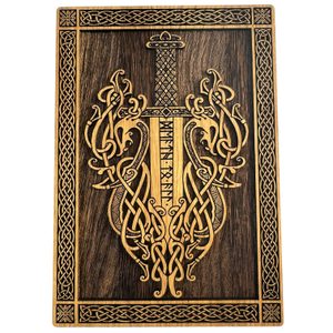 MEČ - VIKING - DŘEVĚNÝ NÁSTĚNNÝ OBRAZ 21X30CM - DŘEVĚNÉ OBRAZY - HOME DECOR