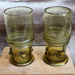 ARCADA, SKLENICE, ZELENÉ SKLO - SADA 2 KUSY 15 CM - HISTORICKÉ SKLO - STOLOVÁNÍ