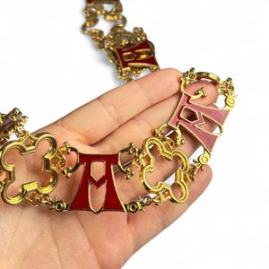 NÁHRDELNÍK RYTÍŘSKÝ - STŘEDOVĚKÝ, MOSAZ, POZLACENO - NÁHRDELNÍKY - ŠPERKY