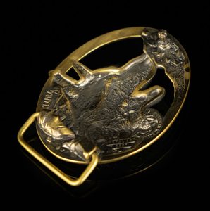 German Shepherd belt buckle, brass