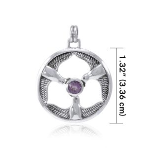 TŘI PTÁCI BOHYNĚ RHIANNON, STŘÍBRNÝ PŘÍVĚSEK S AMETYSTEM, AG 925 - PŘÍVĚSKY - STŘÍBRNÉ ŠPERKY