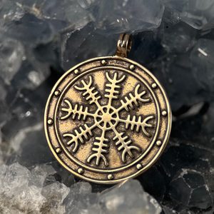 AEGISHJALMUR, ISLANDSKÁ MAGICKÁ RUNA, MEDAILON, BRONZ - PŘÍVĚSKY - ŠPERKY