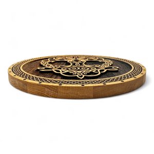 HELM OF AWE, ISLANDSKÝ MAGICKÝ ZNAK, DŘEVĚNÝ NÁSTĚNNÝ OBRAZ 32CM - DŘEVĚNÉ OBRAZY - HOME DECOR