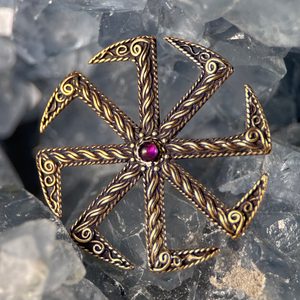 KOLOVRAT, SLOVANSKÝ SYMBOL SLUNCE, PŘÍVĚŠEK, BRONZ - PŘÍVĚSKY - ŠPERKY