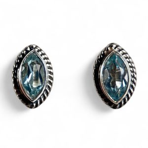 DINA, STŘÍBRNÉ NÁUŠNICE, MODRÝ TOPAZ, AG 925/1000 - NÁUŠNICE - STŘÍBRNÉ ŠPERKY