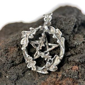 DUBOVÝ PENTAGRAM, STŘÍBRNÝ PŘÍVĚSEK, AG 925 - PŘÍVĚSKY - STŘÍBRNÉ ŠPERKY