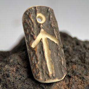 TIWAZ, RUNA, AMULET Z PAROHU - KOST A PAROH - ŠPERKY