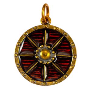 VIKING, ŠTÍT, PŘÍVĚŠEK, BRONZ, SMALT - PŘÍVĚSKY - ŠPERKY