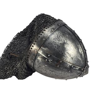 PŘILBA VIKING PRO BUHURT / HMB S OCHRANOU OBLIČEJE A KROUŽKOVÝM ZÁVĚSEM - VIKINSKÉ PŘILBY - ZBROJE