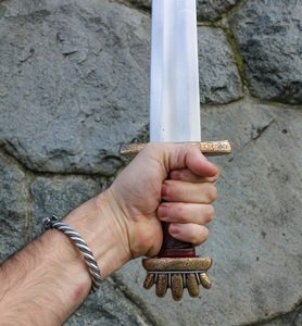RUNAR, ZDOBENÝ VIKINSKÝ MEČ, PETERSEN TYP O, BRONZ, STŘÍBRO 925 - VIKINSKÉ MEČE - ZBRANĚ