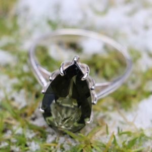 GABRETA, LUXUSNÍ STŘÍBRNÝ PRSTEN S VLTAVÍNEM, AG 925 - ŠPERKY S VLTAVÍNY - STŘÍBRNÉ ŠPERKY