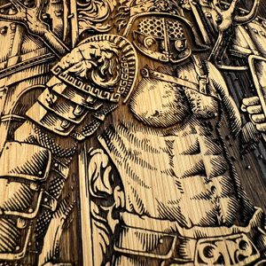 GLADIATOR, NÁSTĚNNÁ DEKORACE, DŘEVO 32X46CM - GLADIÁTOR - HOME DECOR