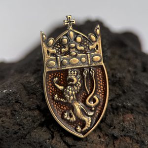 SVATOVÁCLAVSKÁ KORUNA - ČESKÝ LEV, PŘÍVĚSEK, BRONZ, SMALT - PŘÍVĚSKY - ŠPERKY
