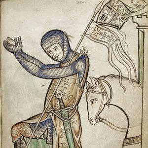 MEČ JEDNORUČNÍ WESTMINSTER PSALTER XIII. STOL. FULL TANG S KAMENEM - STŘEDOVĚKÉ MEČE - ZBRANĚ