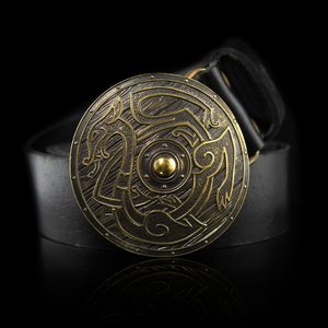 PŘEZKA NA OPASEK VIKING SHIELD, MOSAZ - SPONY A KOVÁNÍ - SEDLÁŘSTVÍ