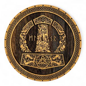 MJÖLLNIR - THOROVO KLADIVO, DŘEVĚNÝ NÁSTĚNNÝ OBRAZ 32CM - DŘEVĚNÉ OBRAZY - HOME DECOR