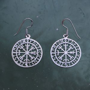 VEGVÍSIR - ISLANDSKÝ KOMPAS, STŘÍBRNÉ NÁUŠNICE A STŘÍBRNÝ PŘÍVĚSEK, AG 925 - SETY STŘÍBRNÝCH ŠPERKŮ - STŘÍBRNÉ ŠPERKY