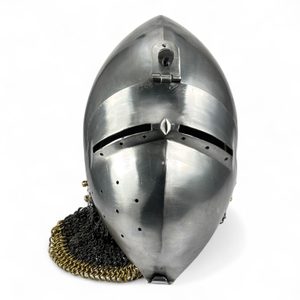 HENRY, NĚMECKÝ BASCINET KLAPPVISOR, STŘEDOVĚKÁ PŘILBA, 2 MM PLECH - STŘEDOVĚKÉ PŘILBY - ZBROJE