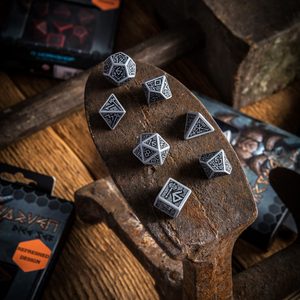 DWARVEN GREY AND BLACK, SADA TRPASLIČÍCH RPG HRACÍCH KOSTEK - HRACÍ KOSTKY - HRY A KNIHY