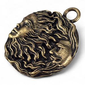 CONIUNCTIO, MĚSÍC A SLUNCE, PŘÍVĚSEK, ZINEK, STAROMOSAZ - MAGICKÉ AMULETY - ŠPERKY