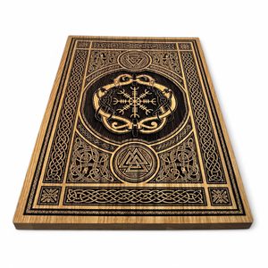 AEGISHJALMUR A VALKNUT, NÁSTĚNNÁ DEKORACE, DŘEVO 32X44CM - DŘEVĚNÉ OBRAZY - HOME DECOR