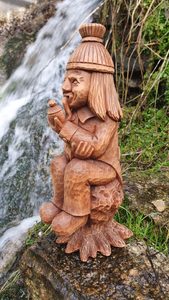VODNÍK, DŘEVĚNÁ VYŘEZÁVANÁ FIGURKA Z VALAŠSKA VELKÁ 30 CM - SOŠKY, RELIÉFY, TRUHLY - HOME DECOR
