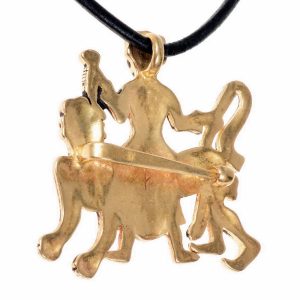 PŘÍVĚSEK / BROŽ ARISTOTELES A PHYLLIS, BRONZ - STŘEDOVĚKÉ POUTNICKÉ ODZNAKY - ŠPERKY