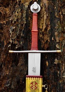 PASOVSKÝ VLK, JEDEN A PŮL RUČNÍ MEČ S POCHVOU - STŘEDOVĚKÉ MEČE - ZBRANĚ