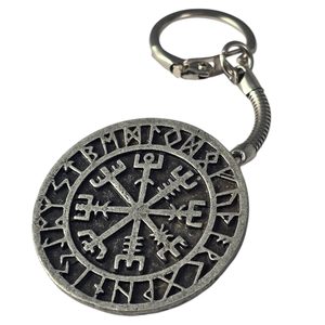 KLÍČENKA VEGVISIR - KOMPAS, ISLANDSKÁ RUNA, ZINEK - KLÍČENKY Z KOVU - ŠPERKY