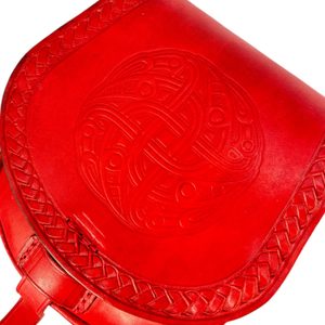 VENDEL, VIKINGSKÁ KOŽENÁ BRAŠNA, ČERVENÁ - BRAŠNY Z KŮŽE - SEDLÁŘSTVÍ