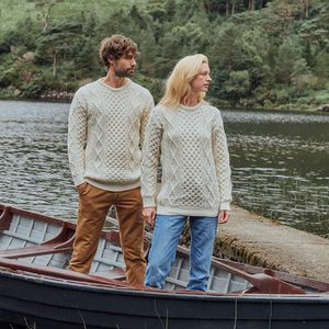 IRSKÝ SVETR, ARAN -CREW NECK - VLNĚNÉ SVETRY - MÓDA