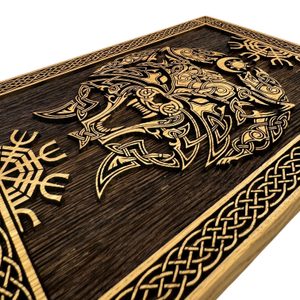 VLK FENRIR - VIKING, DŘEVĚNÝ NÁSTĚNNÝ OBRAZ 21X30CM - DŘEVĚNÉ OBRAZY - HOME DECOR