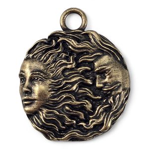 CONIUNCTIO, MĚSÍC A SLUNCE, PŘÍVĚSEK, ZINEK, STAROMOSAZ - MAGICKÉ AMULETY - ŠPERKY