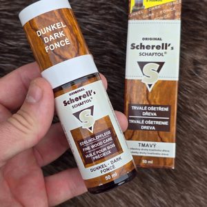 SCHAFTOL OLEJ NA PAŽBY A STŘENKY, TMAVO-HNĚDÝ S HOUBIČKOU, 50ML - PŘÍSLUŠENSTVÍ PRO NOŽE - ZBRANĚ